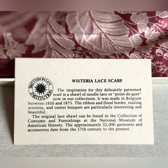 Smithsonian “Wisteria Lace” Silk Scarf NWT - Picture 3 of 9